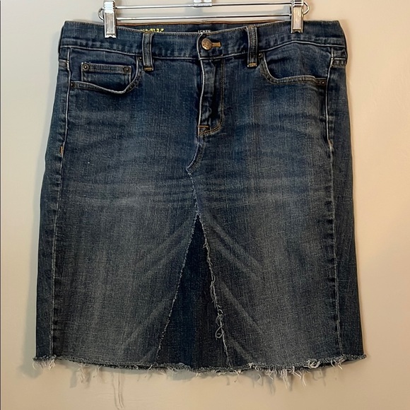 J. Crew Women's Matchstick Raw Frayed Hem Denim Skirt Size 14 - Picture 1 of 13